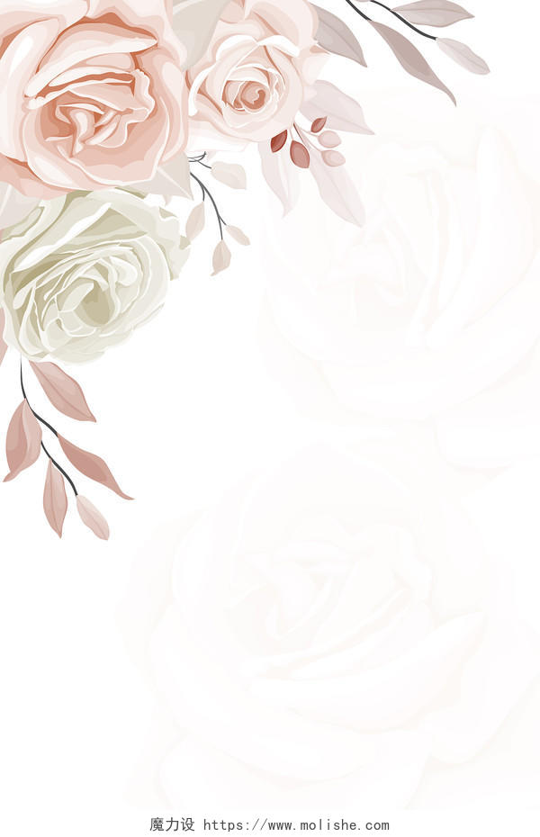 彩色卡通手绘玫瑰花花卉花边妇女节母亲节背景